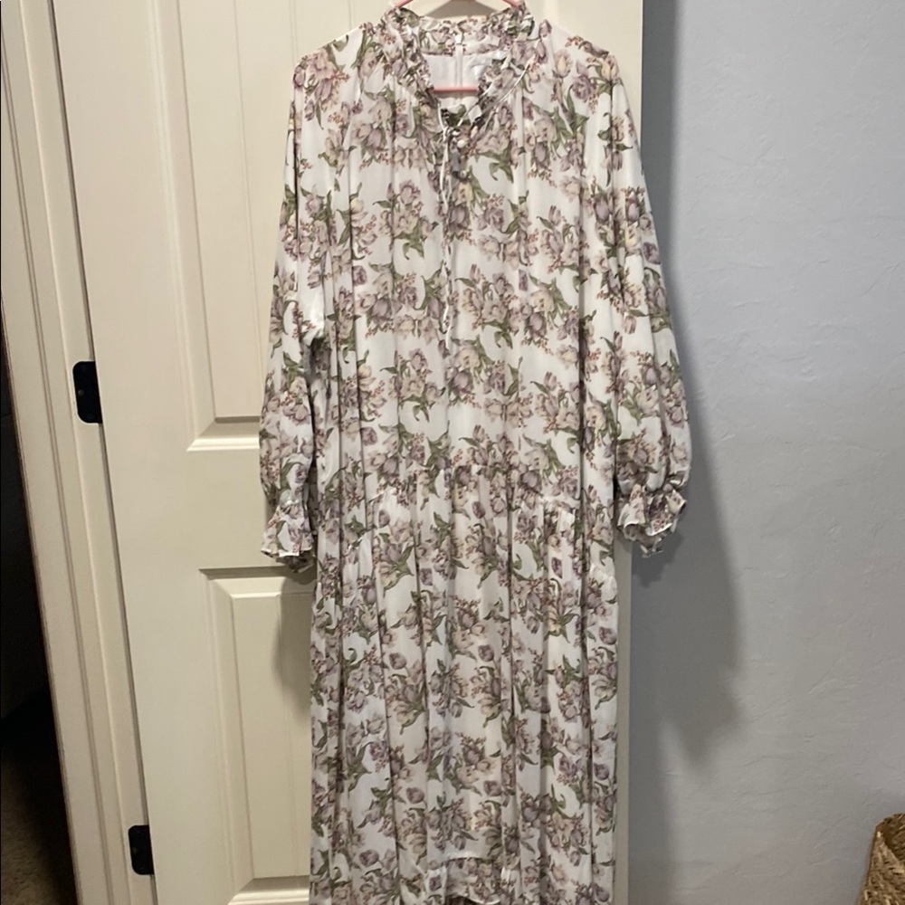 Dainty Jewells Brown and Tan Bishop Sleeve Dress